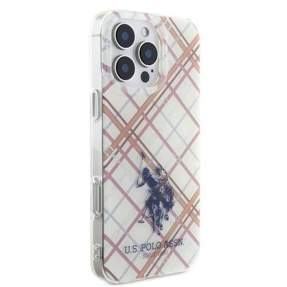 U.S. Polo Assn. Hülle für iPhone 16 Pro – Transparent mit klassischem Polo-Muster