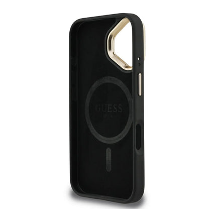 Guess 4G Ring Case für iPhone 16 – Schwarz/Gold