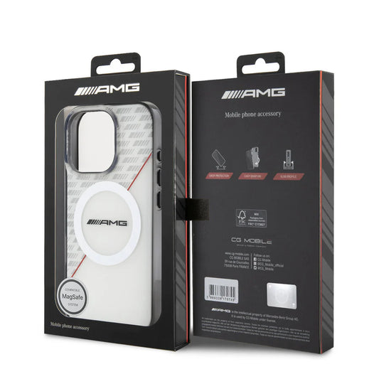 Mercedes-AMG MagSafe Schutzhülle für iPhone 16 Pro – Offizielles Design, Transparent mit Logo
