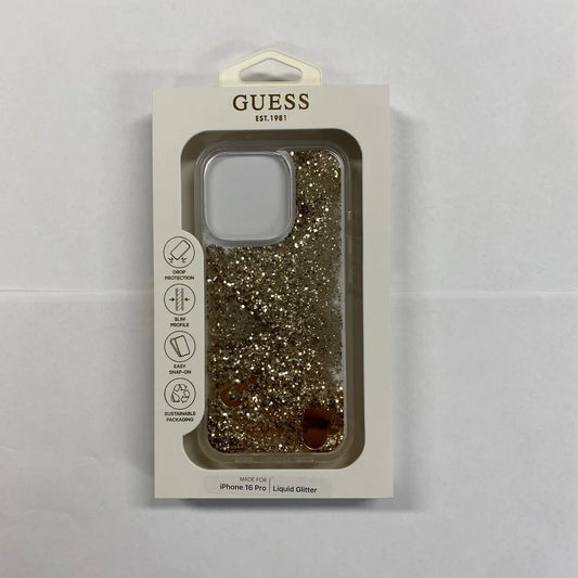 GUESS Liquid Glitter Schutzhülle für iPhone 16 Pro – Glamour, der sich bewegt