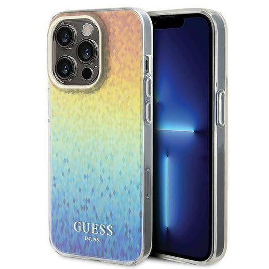 Guess Faceted Mirror Disco Hülle für iPhone 15 Pro Max – Iridescent