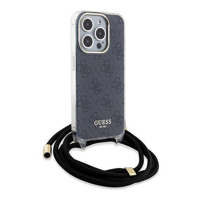 Guess 4G Crossbody Hülle mit Kordel für iPhone 15 Pro Max – Schwarz