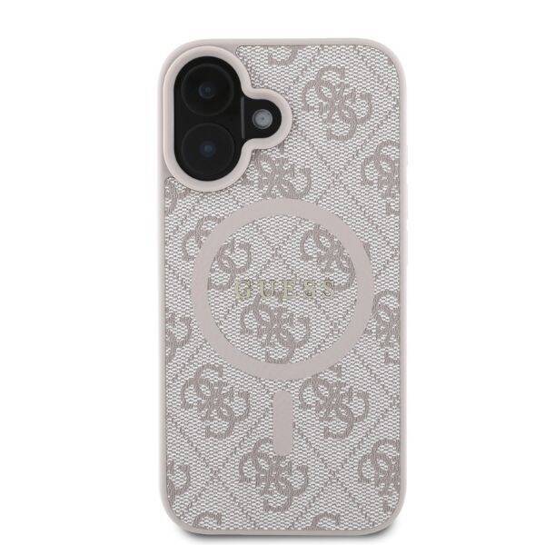 GUESS 4G MagSafe Hülle mit Ring – für iPhone 16 (Beige-Rosé)
