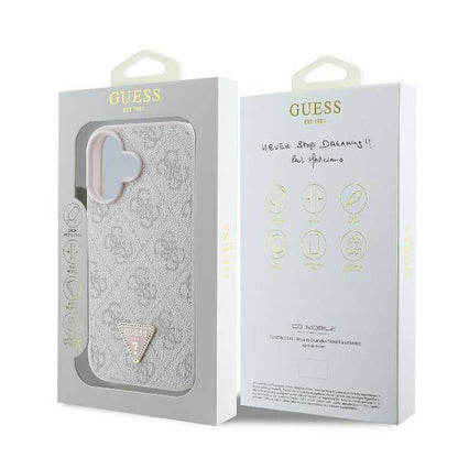 GUESS 4G Triangle Strass Hülle – für iPhone 16 (Rosa)
