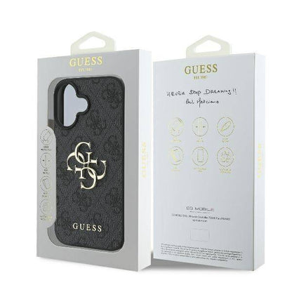 GUESS 4G Big Logo Hülle Schwarz für iPhone 16 Pro – Klassisch. Edel. Selbstbewusst