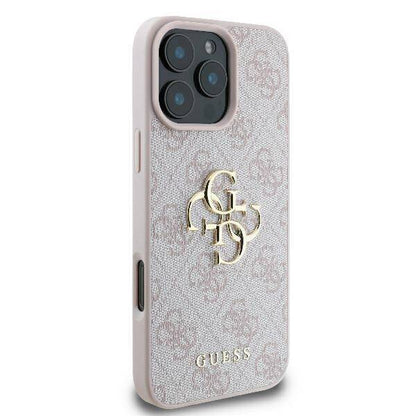 GUESS iPhone 16 Pro Hülle – 4G Big Logo Rosa/Gold | Stilvolle Eleganz trifft funktionalen Schutz