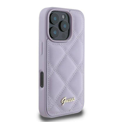 GUESS Quilted Hülle Lila für iPhone 16 Pro – Femininer Luxus im Steppdesign