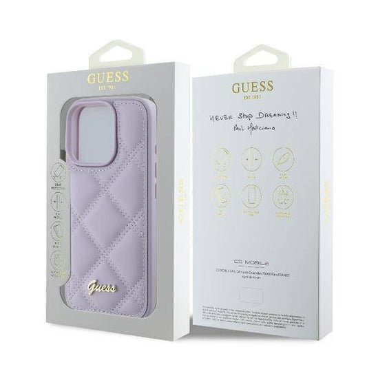 GUESS Quilted Hülle Lila für iPhone 16 Pro – Femininer Luxus im Steppdesign