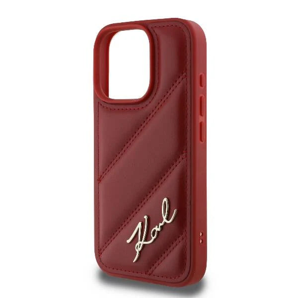 Karl Lagerfeld Quilted Signature Hülle Rot für iPhone 16 Pro Max