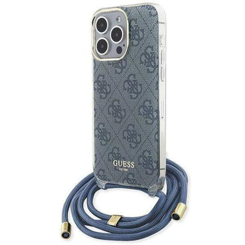 Guess 4G Crossbody Hülle mit Kordel für iPhone 15 Pro Max – Blau