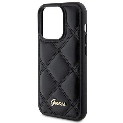 GUESS Quilted Logo Hülle – für iPhone 16 (Schwarz, gesteppt)