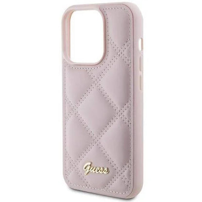 Guess Quilted Hülle für iPhone 15 Pro Max – Rosa mit Logo