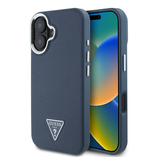 GUESS Triangle Logo Hülle – für iPhone 16 (Dunkelblau)