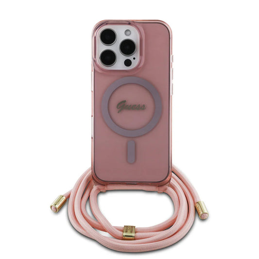 GUESS MagSafe Crossbody Hülle mit Umhängeband – für iPhone 16 (Rosa)