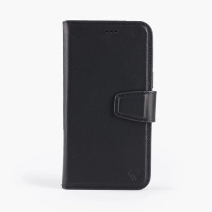 Wachikopa Echtleder 2-in-1 Book Case für iPhone 15 Pro Max – Schwarz