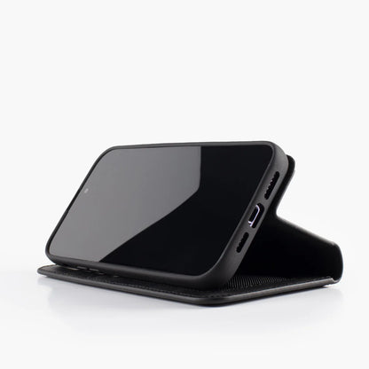 Wachikopa Echtleder 2-in-1 Book Case für iPhone 15 Pro Max – Schwarz