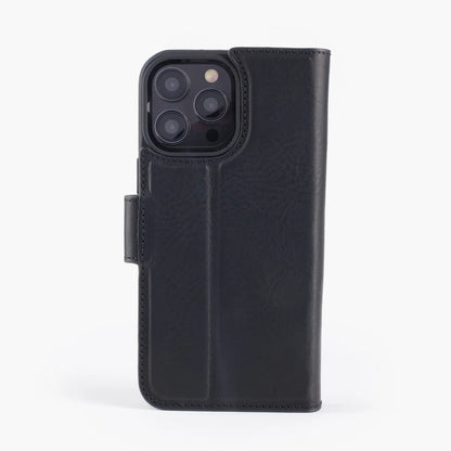 Wachikopa Echtleder 2-in-1 Book Case für iPhone 15 Pro Max – Schwarz