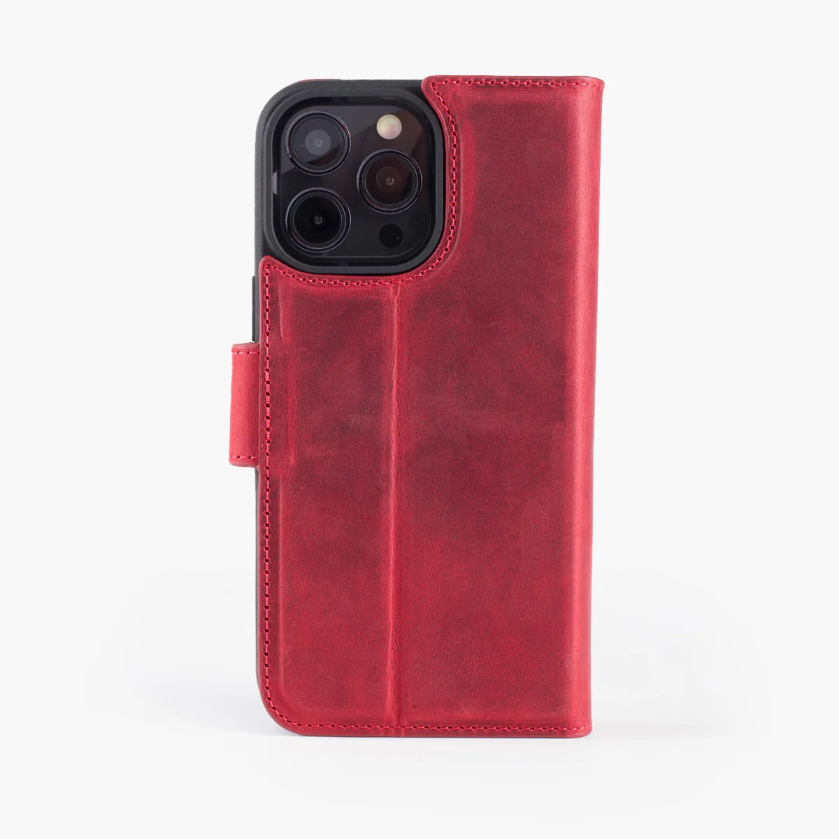 Wachikopa Echtleder 2-in-1 Book Case für iPhone 15 Pro Max – Rot