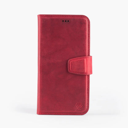 Wachikopa Echtleder 2-in-1 Book Case für iPhone 15 Pro Max – Rot