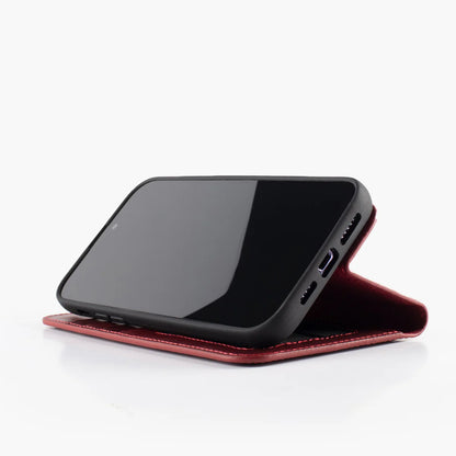 Wachikopa Echtleder 2-in-1 Book Case für iPhone 15 Pro Max – Rot