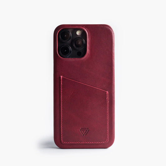 Wachikopa Echtleder Hülle für iPhone 15 Pro Max – Rot mit Kartenfach