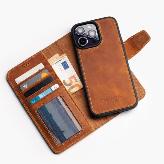 Wachikopa 2-in-1 Premium Echtleder Hülle für iPhone 16 – Abnehmbare Wallet Case