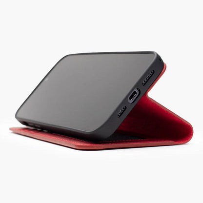 Wachikopa Echtleder Wallet Case für iPhone 16 – Rot