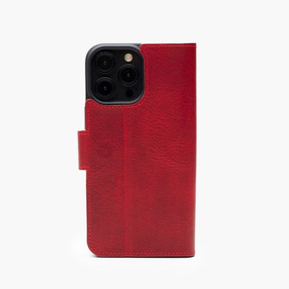 Wachikopa Echtleder Wallet Case für iPhone 16 – Rot
