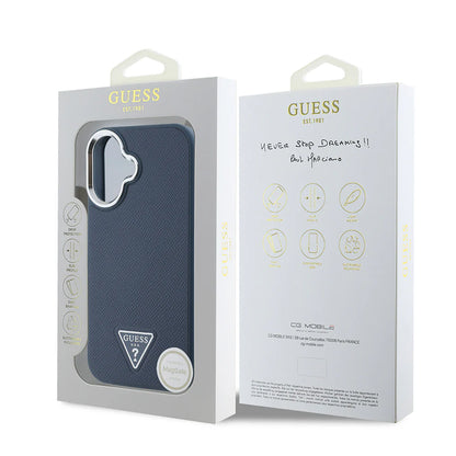 GUESS Triangle Logo Hülle – für iPhone 16 (Dunkelblau)
