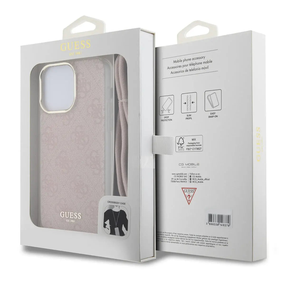 GUESS Crossbody Hülle iPhone 16 Pro – Nude Luxe Edition