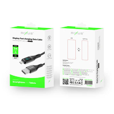 RIXUS USB-A auf Lightning Kabel mit Display (1m, 12W)