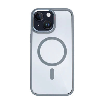 RIXUS MagSafe Case mit Metall-Kameraschutz für iPhone 15 – Titanium Grey