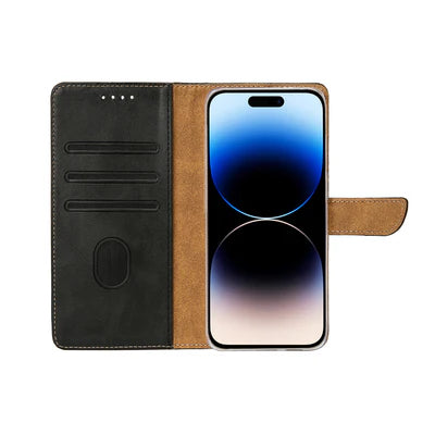 Leder-Wallet Case – Braun/Schwarz  Für iPhone 14 Pro | Klassisch & Praktisch