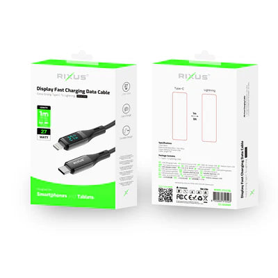 RIXUS USB-C auf Lightning Kabel mit Display (1m, 27W)