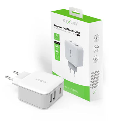 RIXUS 20W Adaptive Fast Charger – USB-A & USB-C Wandadapter