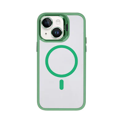 RIXUS MagLine Case Grün – Transparentes iPhone 15 Case mit Kameraschutz & MagSafe-Kompatibilität