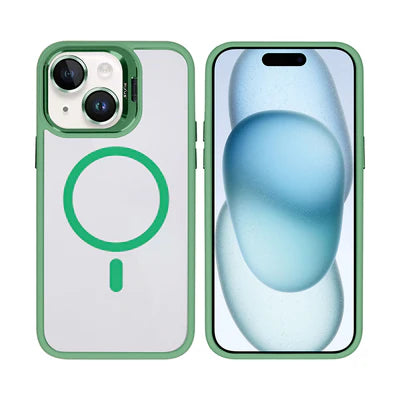 RIXUS MagLine Case Grün – Transparentes iPhone 15 Case mit Kameraschutz & MagSafe-Kompatibilität