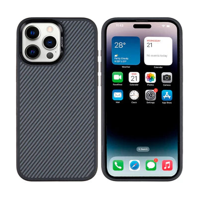 RIXUS Carbon Style Case – Schwarz | Stoßfestes Case für iPhone 15 Pro Max