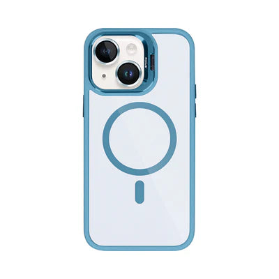 RIXUS MagLine Case Blau – Transparentes iPhone 15 Case mit Kameraschutz & MagSafe-Kompatibilität