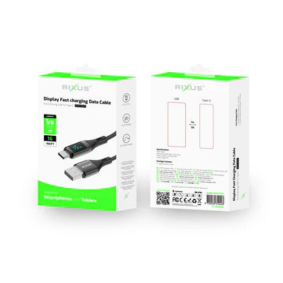RIXUS USB-A auf USB-C Schnellladekabel mit Display (1m, 15W)