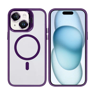 RIXUS MagLine Case Lila – Transparentes iPhone 15 Case mit Kameraschutz & MagSafe-Kompatibilität