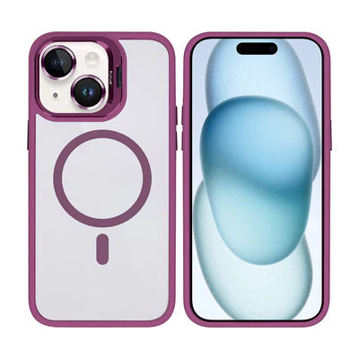 RIXUS MagLine Case Violett – Transparentes iPhone 15 Case mit Kameraschutz & MagSafe-Kompatibilität