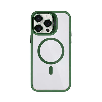 RIXUS MagLine Case Dunkelgrün – Transparentes iPhone 14 Pro Max Case mit Kameraschutz & MagSafe-Kompatibilität