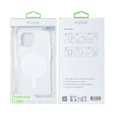 RIXUS MagSafe Hülle – Transparent – Stoßfest – Für iPhone 14