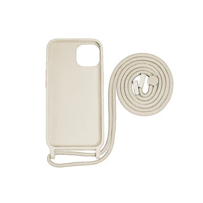 RIXUS Crossbody Case für iPhone 15 – Beige mit Kordel