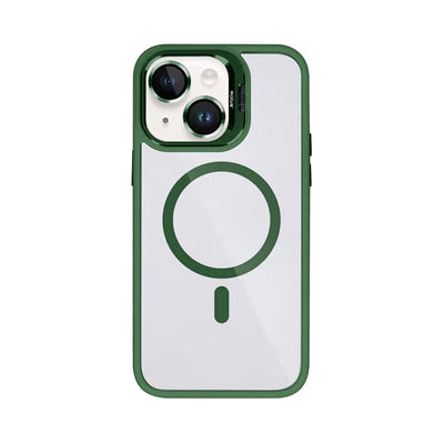 RIXUS MagLine Case Grün – Transparentes iPhone 15 Case mit Kameraschutz & MagSafe-Kompatibilität