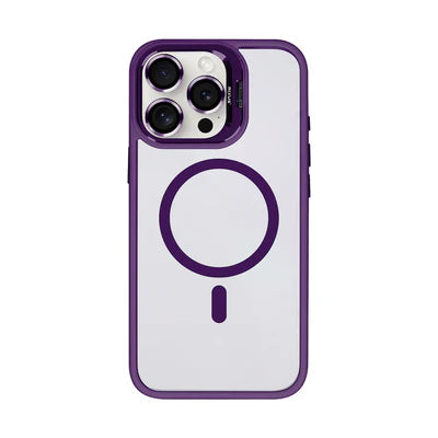 RIXUS iPhone 13 Pro Max Hülle mit Kameraschutz und MagSafe – Dunkelviolett/Transparent
