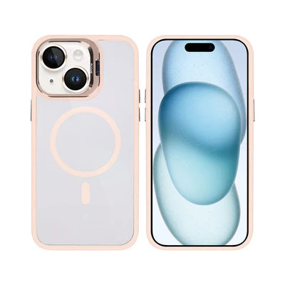 RIXUS MagLine Case Roségold – Transparentes iPhone 15 Case mit Kameraschutz & MagSafe-Kompatibilität