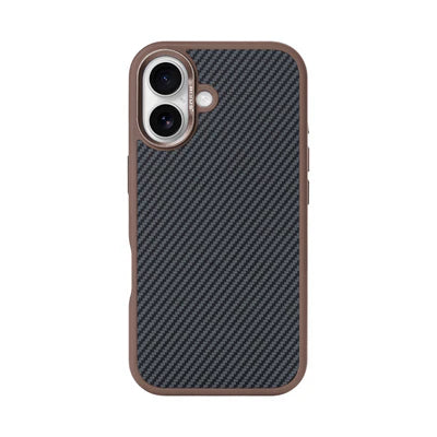 RIXUS Carbon Hülle für iPhone 16 – Braun