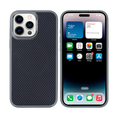 RIXUS Carbon Style Case – Grau | Stoßfestes Case für iPhone 15 Pro Max